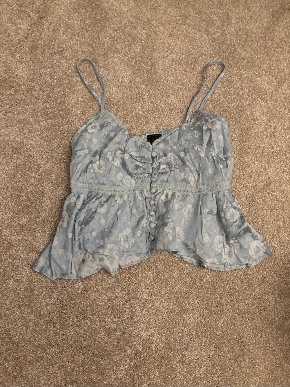 Windsor Light Blue Floral Ruffled Camisole